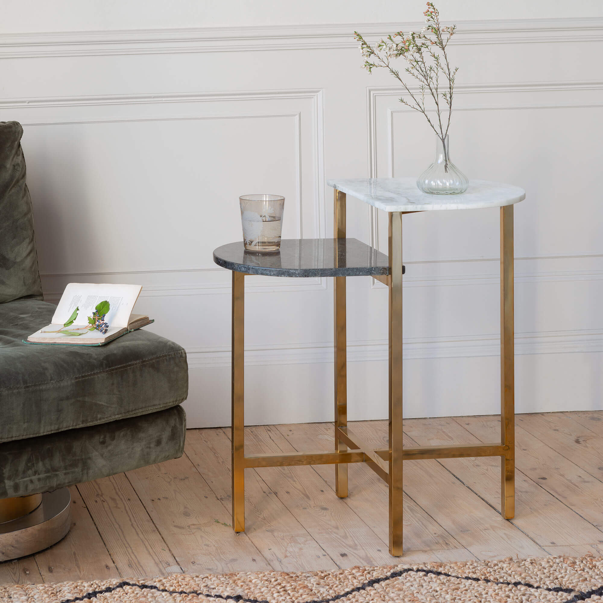 Photo of Graham and green arturo black and white marble side table