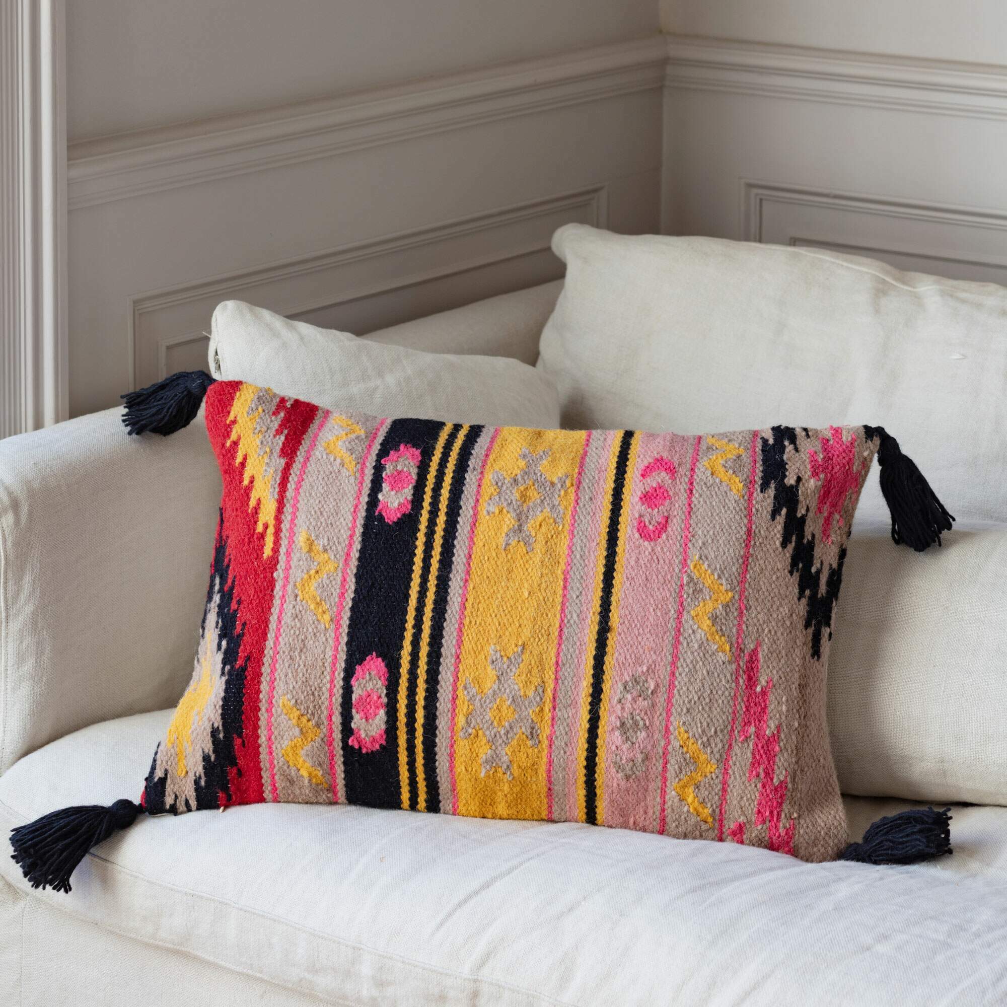 Read more about Graham and green asmee rectangular tasselled cushion