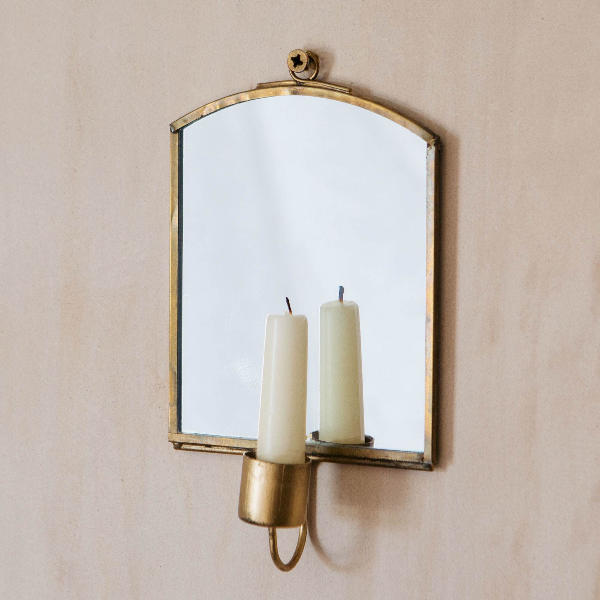 Read more about Graham and green small antique brass candle mirror