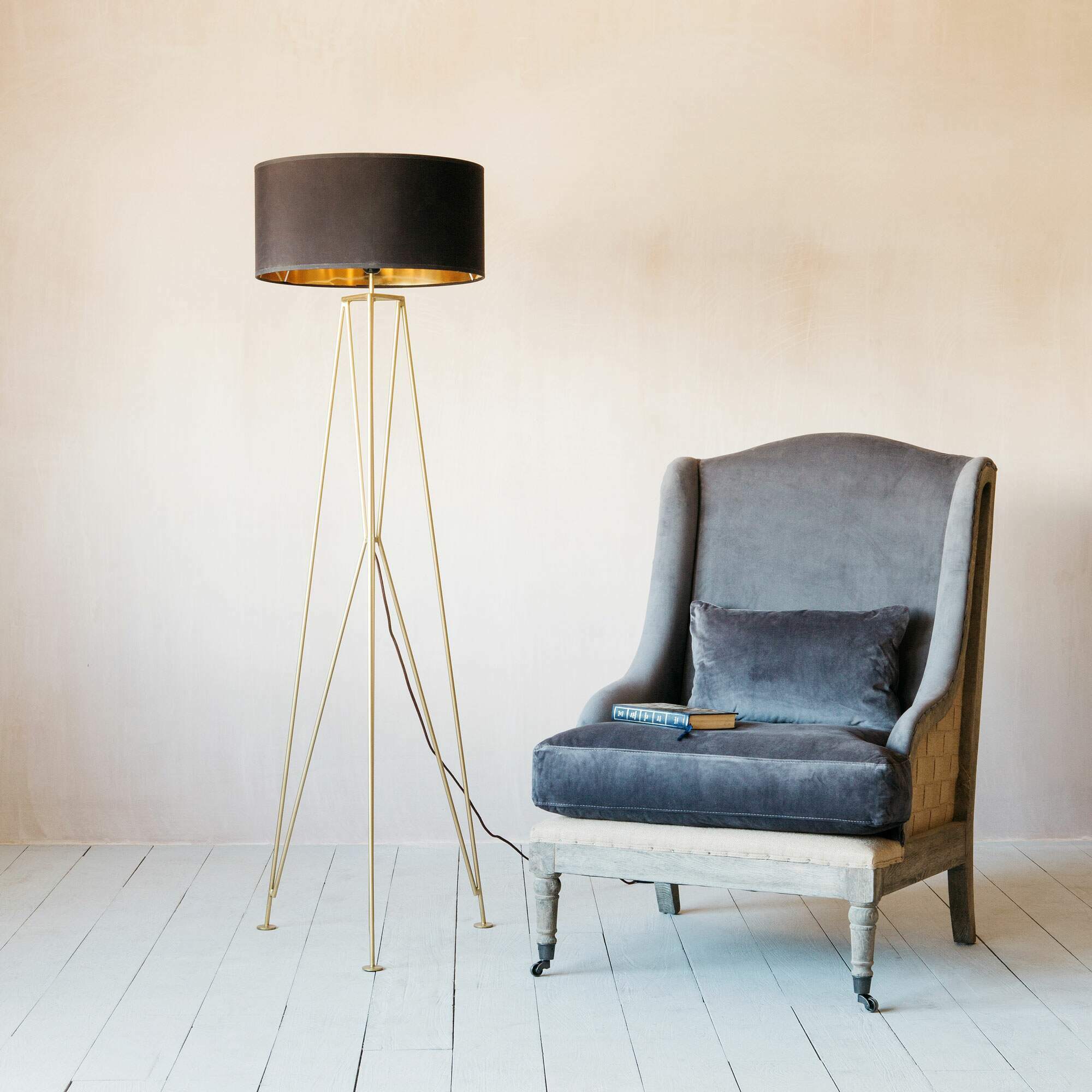 Photo of Graham and green maxwell gold tripod floor lamp