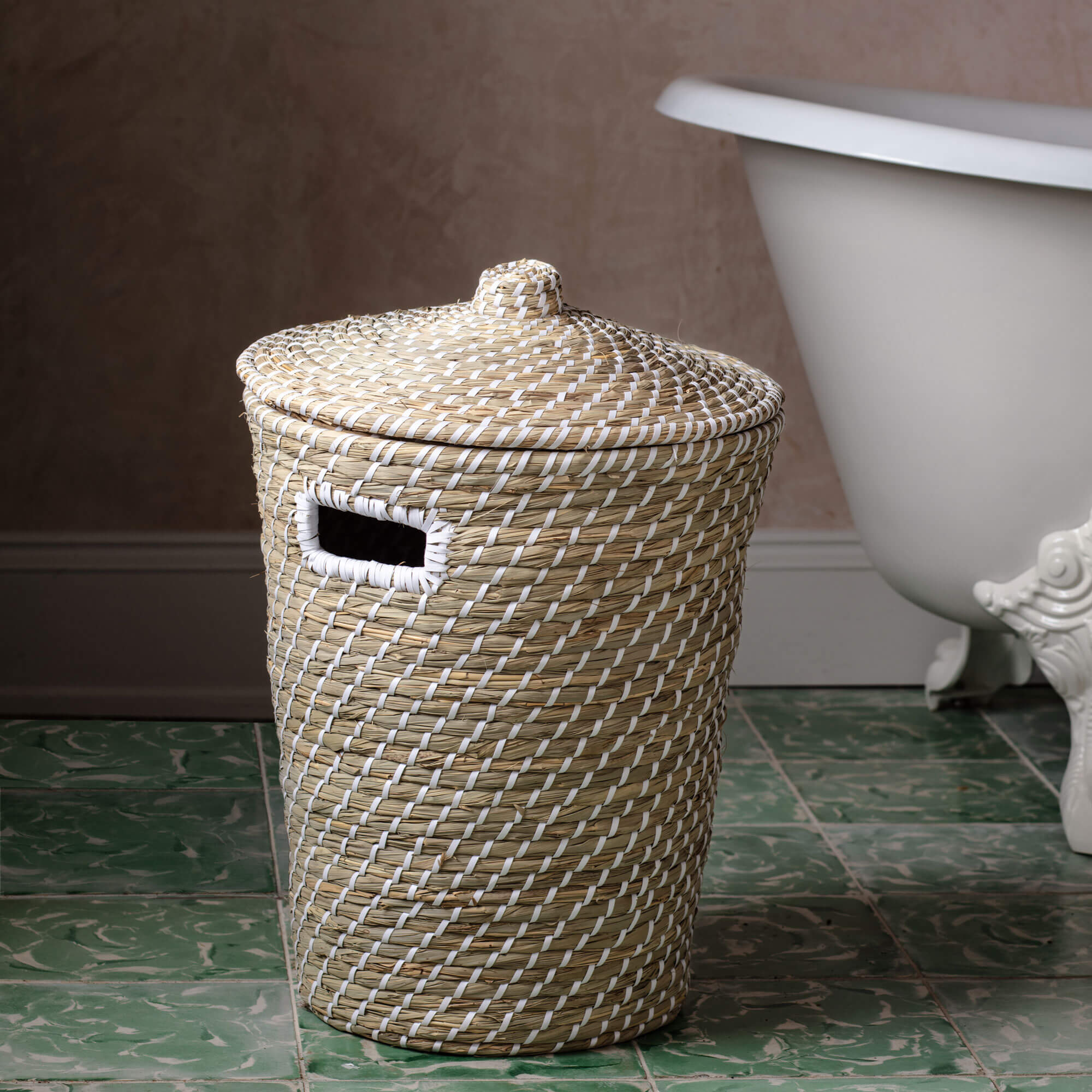 Photo of Graham and green seagrass basket with lid
