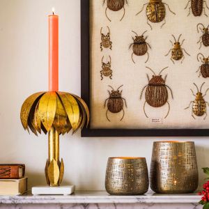 Gold Palm Candle Holder