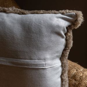 Brown Square Curly Sheepskin Cushion