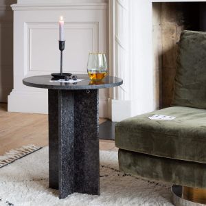 Aydin Black Granite Side Table