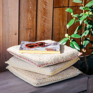 Square Yellow Braided Seagrass Seat Pad