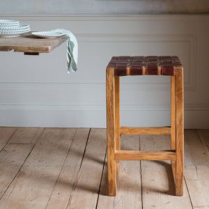 Chester Woven Leather Kitchen Stool