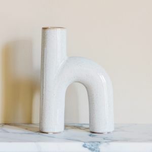 H-Shaped White Stone Vase