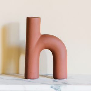 H-Shaped Brown Stone Vase