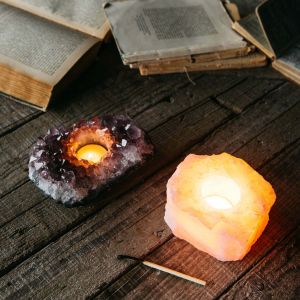 Purple Amethyst Tea Light Holder