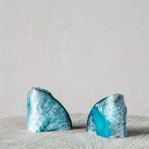 Blue Agate Bookends