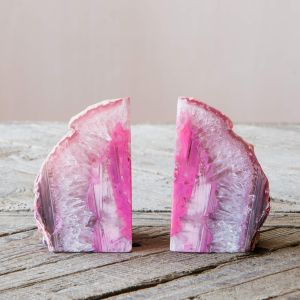 Pink Agate Bookends