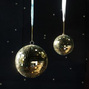Gold Disco Ball Christmas Baubles