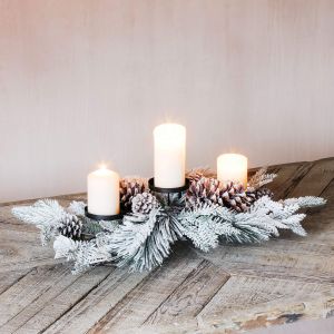 Snowy Pine Candle Holder