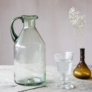 Green Glass Jug with Handle