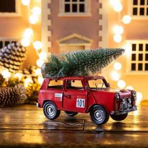 Mini Cooper with Christmas Tree