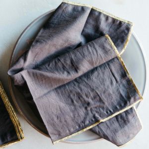 Pack of Four Black and Gold Napkins