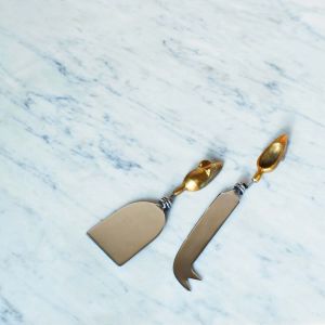 Set of Two Gold Mice Cheese Knives