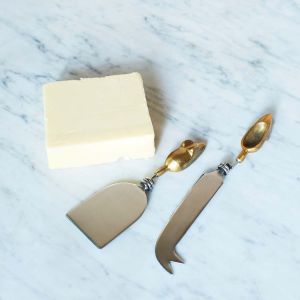 Set of Two Gold Mice Cheese Knives