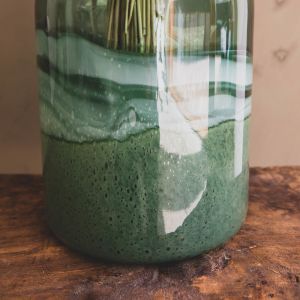 Hand Blown Green Bottle Vase