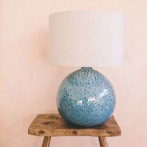 Blue Dot Ceramic Lamp with Shade