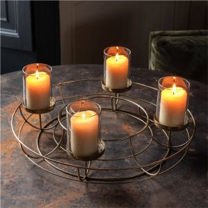 Gold Wreath Candle Holder