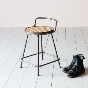 Iver Iron and Rattan Stool