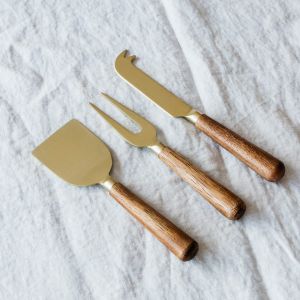 Brass and Wood Cheese Knives