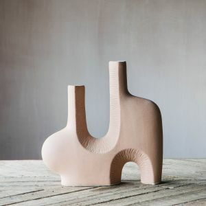 Terracotta Abstract Twin Vase