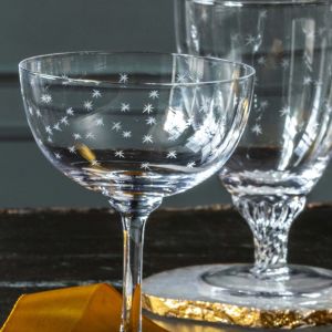 Set of Six Stars Crystal Champagne Coupes
