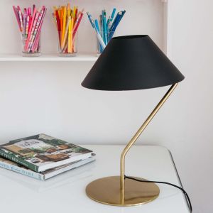 Luca Brass Lamp with Black Shade