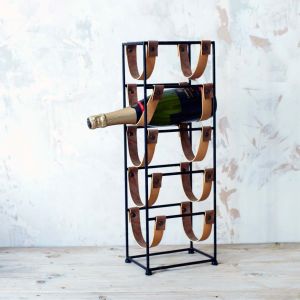 Iron Wine Rack with Straps