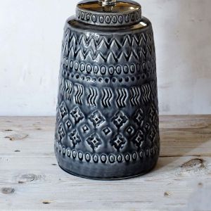 Embossed Ceramic Bedside Lamp with Shade