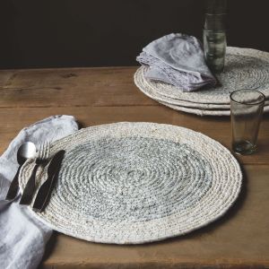 Set of Four White Seagrass Placemats