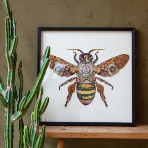 Framed Bee Collage Print