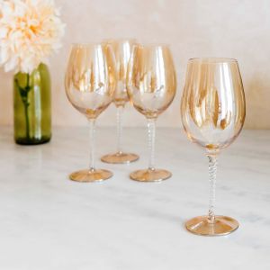 Set of Four Amber Wine Glasses