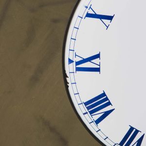 Distressed Blue and White Clock