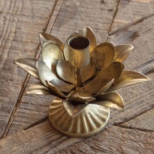 Antique Brass Flower Candle Holder