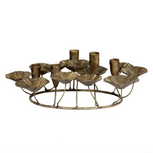 Antique Brass Leaves Candle Holder