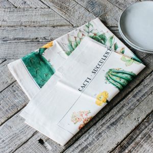 Succulents Vintage Tea Towel