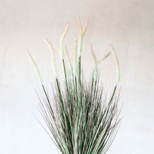 Faux Grass and Cattail in Pot