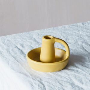 Yellow Curve Candle Holder
