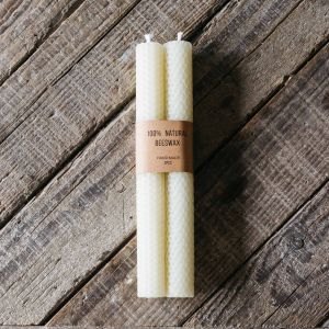 Set of Two Cream Beeswax Candles
