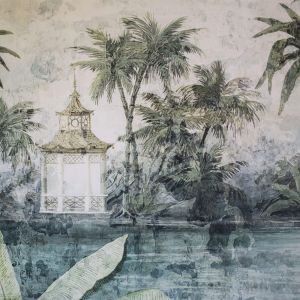 Large Framed Jungle Village Print
