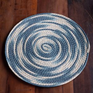 Set of Four Blue Swirl Placemats