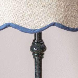 Iris Table Lamp with Blue Scalloped Shade