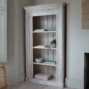 Kaia Carved Wood Bookcase