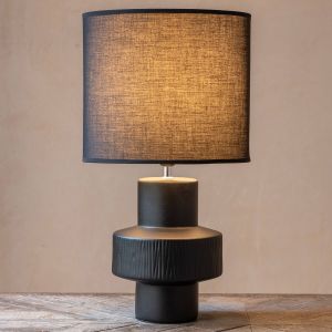 Alvaro Black Lamp with Linen Shade