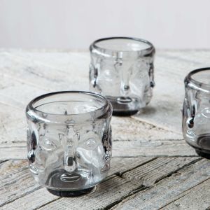 Set of Three Glass Face Candle Holders