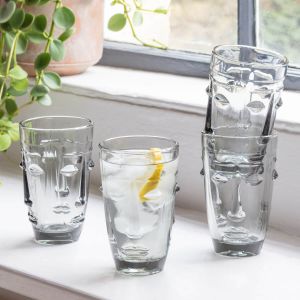 Set of Four Grey Face Tumblers