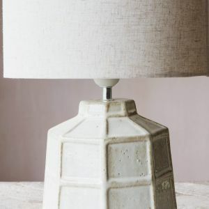 White Hex Lamp with Shade